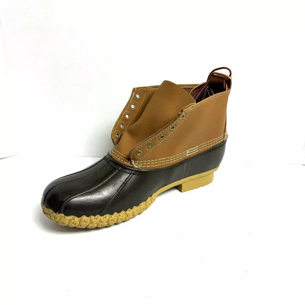 LL Bean Mens Rain Boot Leather Tan Size 13W